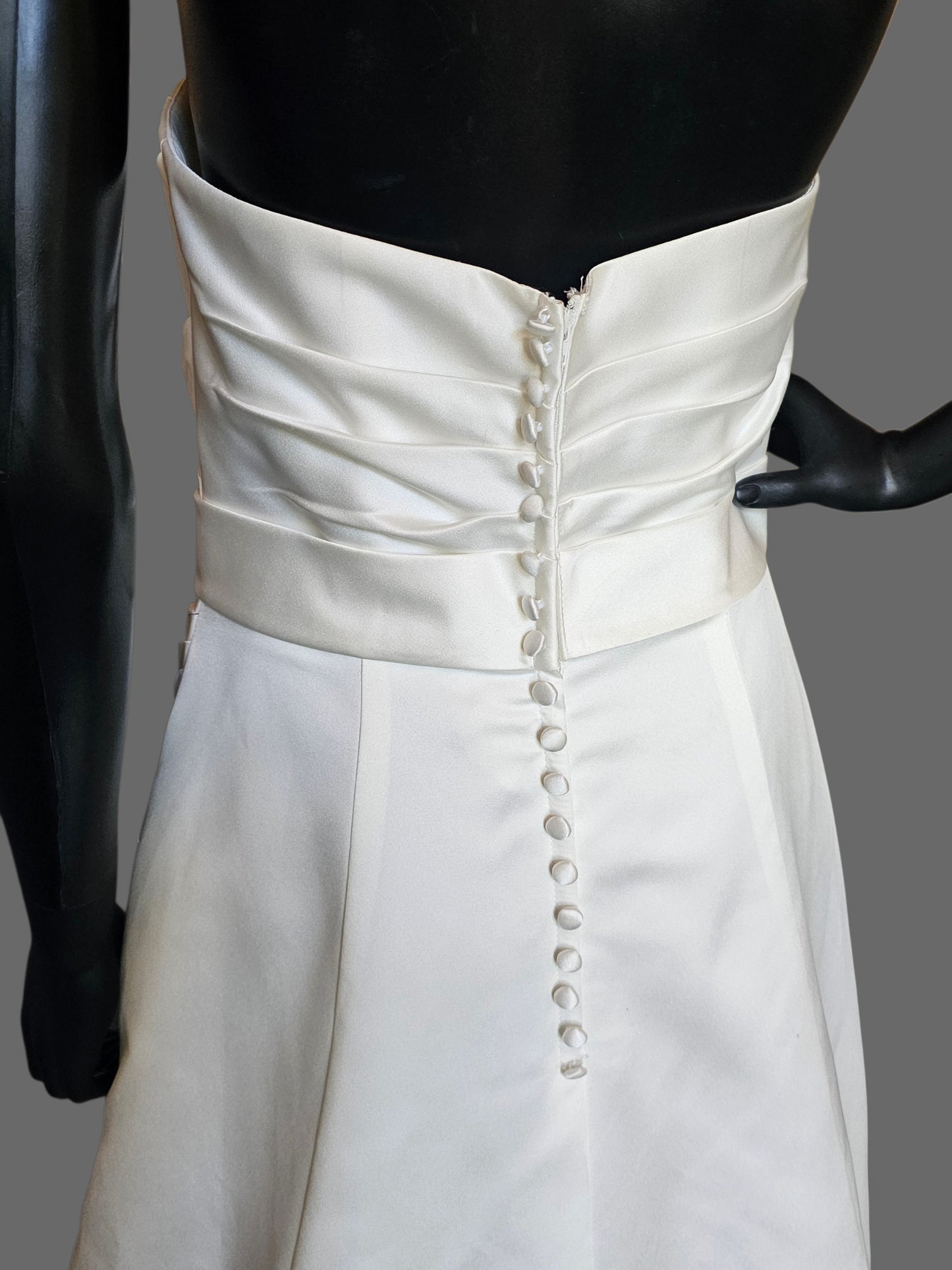 Ivory Satin Beaded V-Neck Side Sweep - Alfred Angelo