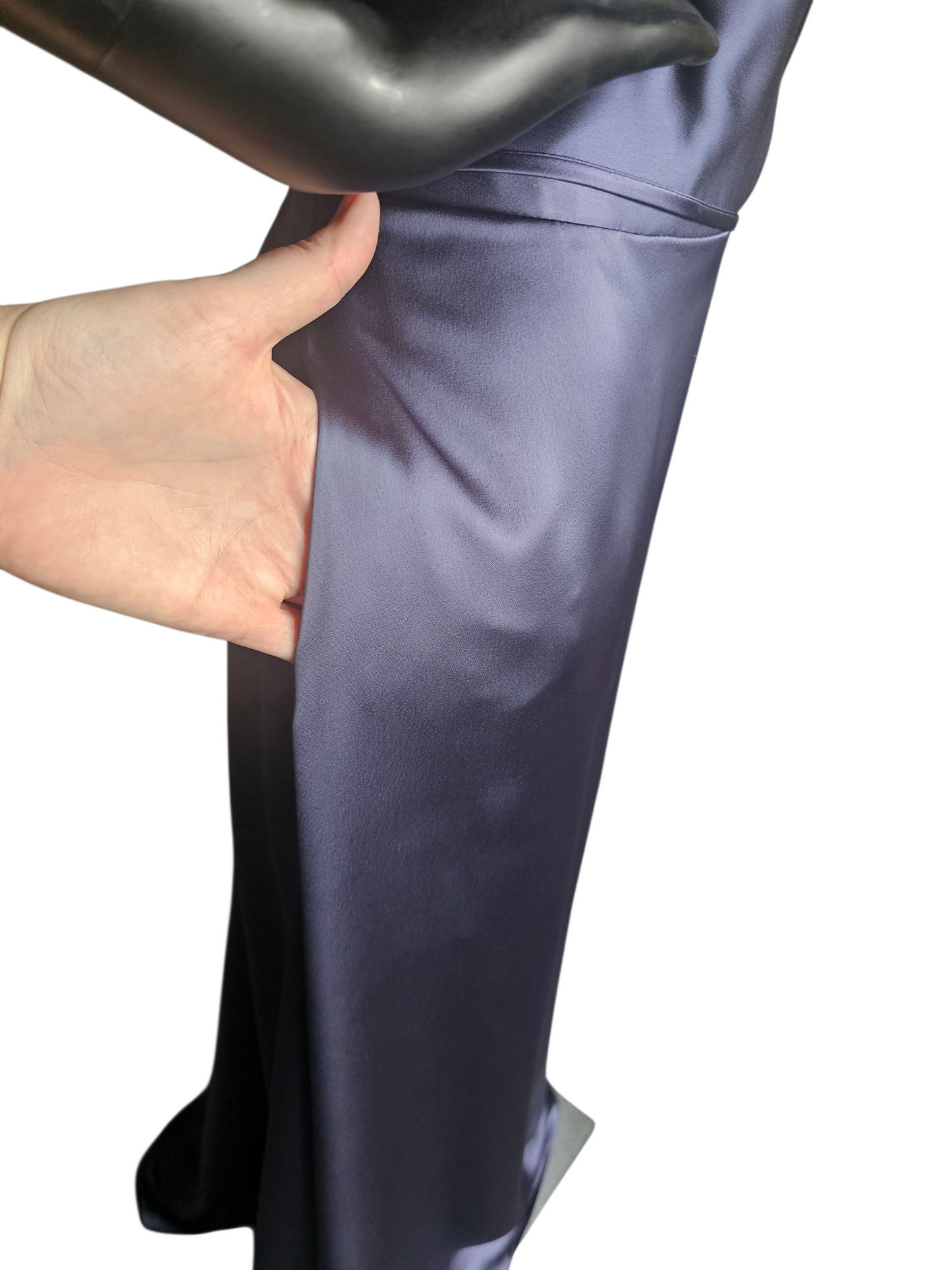 Dusk (Blue) Silky Satin One Shoulder Full Length Formal Gown - Mori Lee