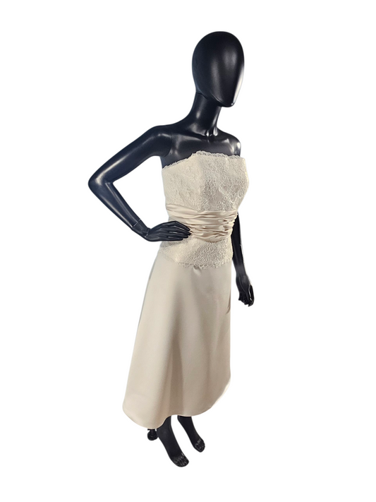 Ivory Lace/Satin Mid-Length Formal Dress - Forever Yours