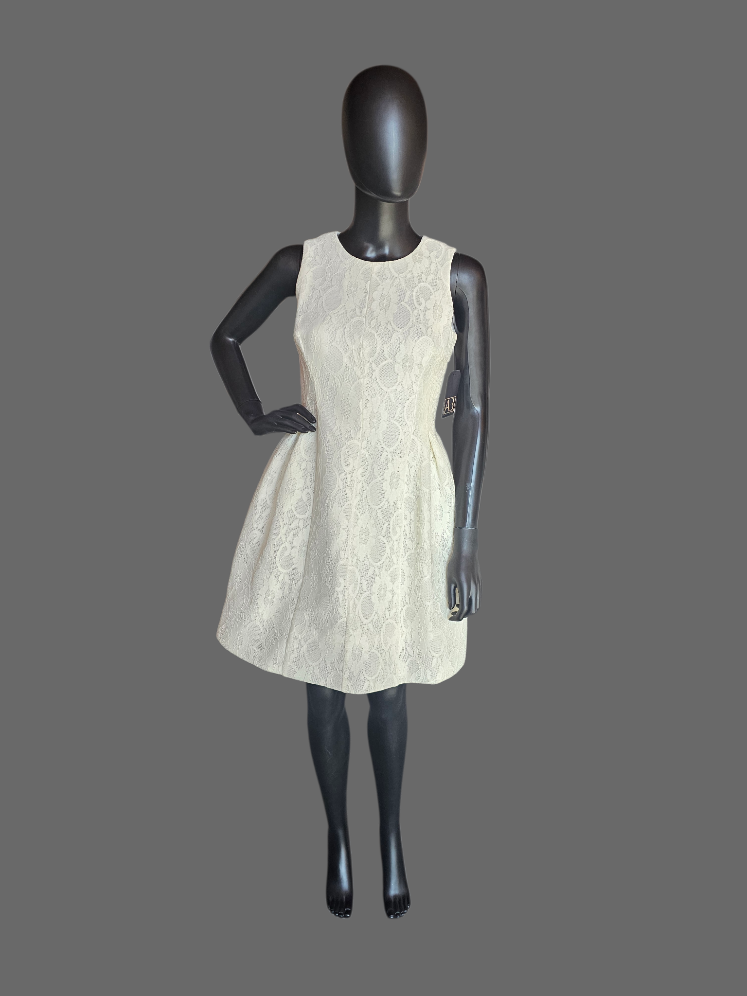 Ivory Neoprene/Lace Cocktail/Party Dress