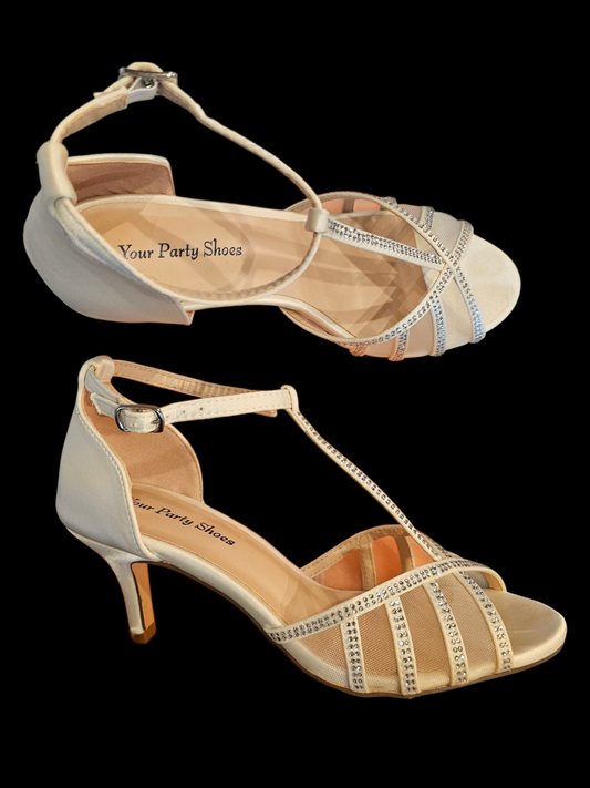 Hazel T-Strap Sparkle Peep Toe Shoe - NEW