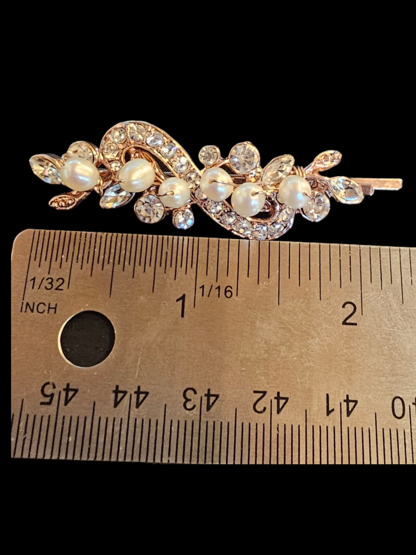 Rose Gold Rhinestone/Freshwater Pearl Hair Pin