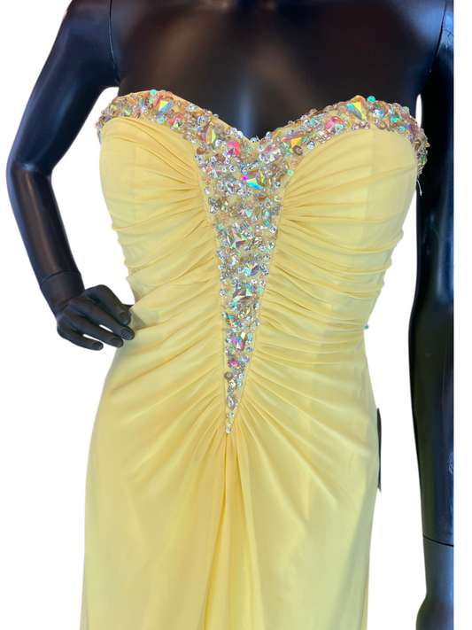Yellow Strapless Open Back