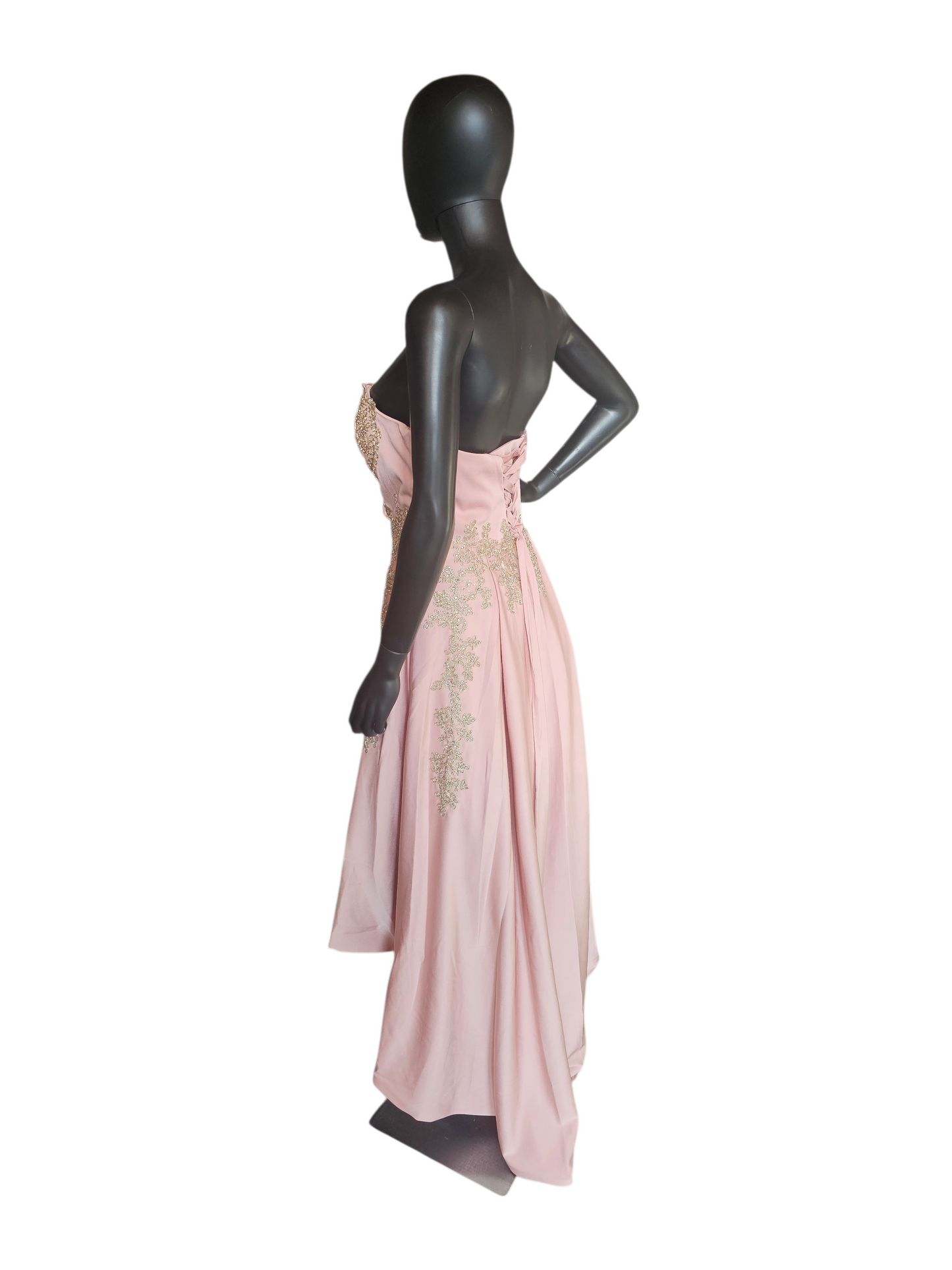 Dusty Rose/Gold High Low Formal Dress - LA Merchandise