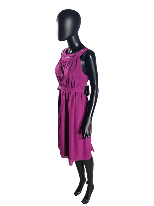 Plum Beaded Yoke Collar Chiffon Maternity Casual Dress - Liz Hanger