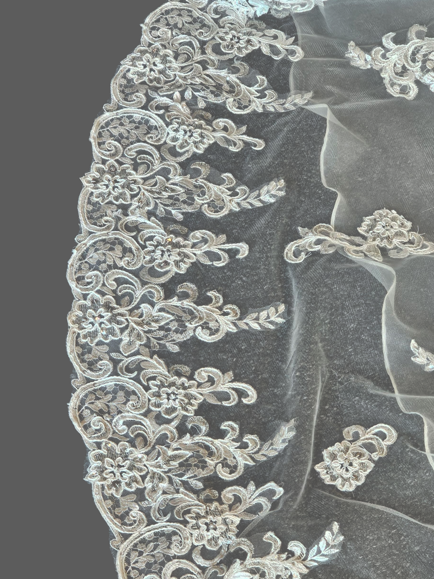 Ivory/Champagne Off Shoulder Fit and Flare Sparkle Illusion Wedding Gown