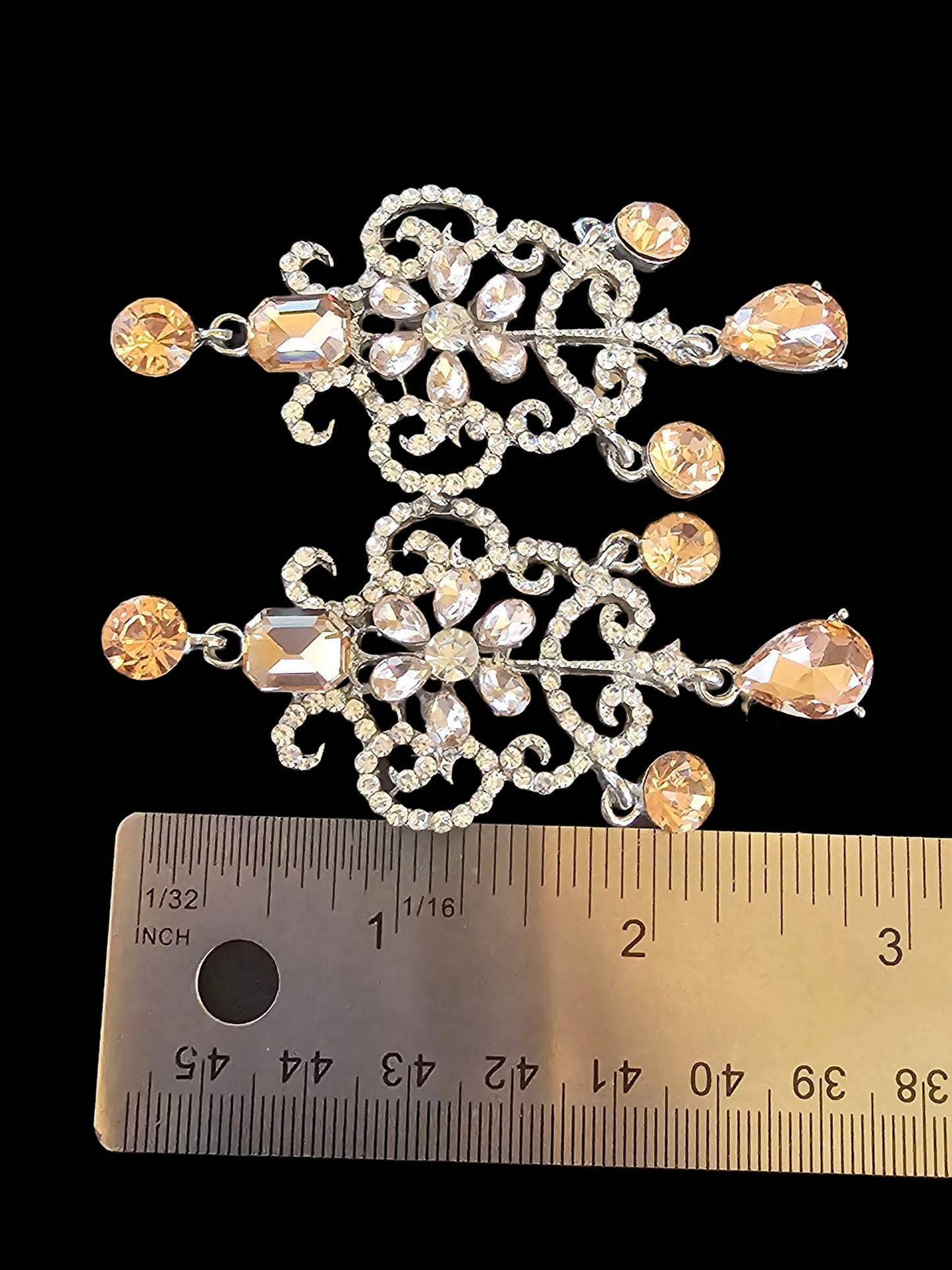 Pink/White Crystal Large Chandalier Earring