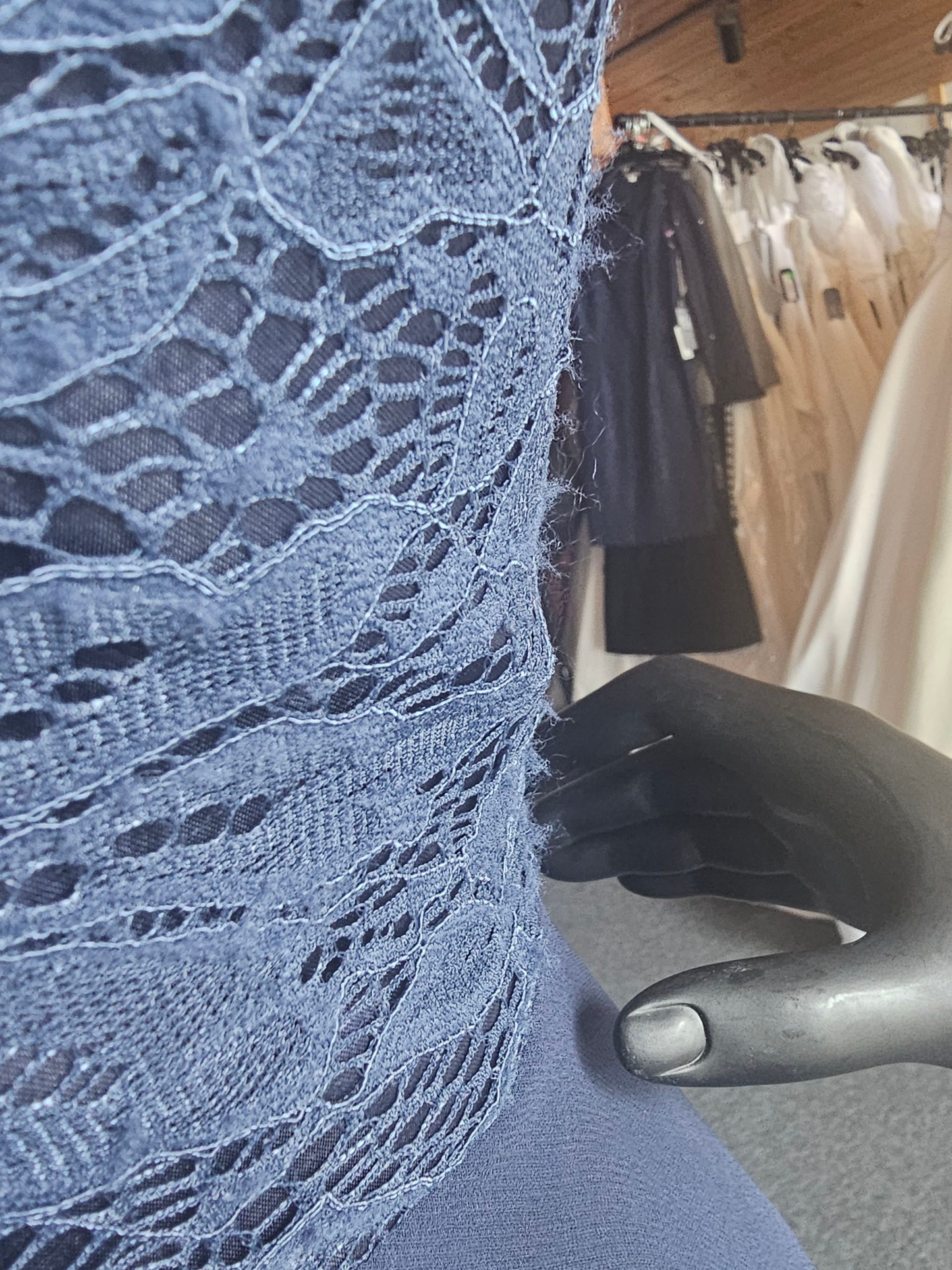 Navy Lace/Chiffon High/Low Dress