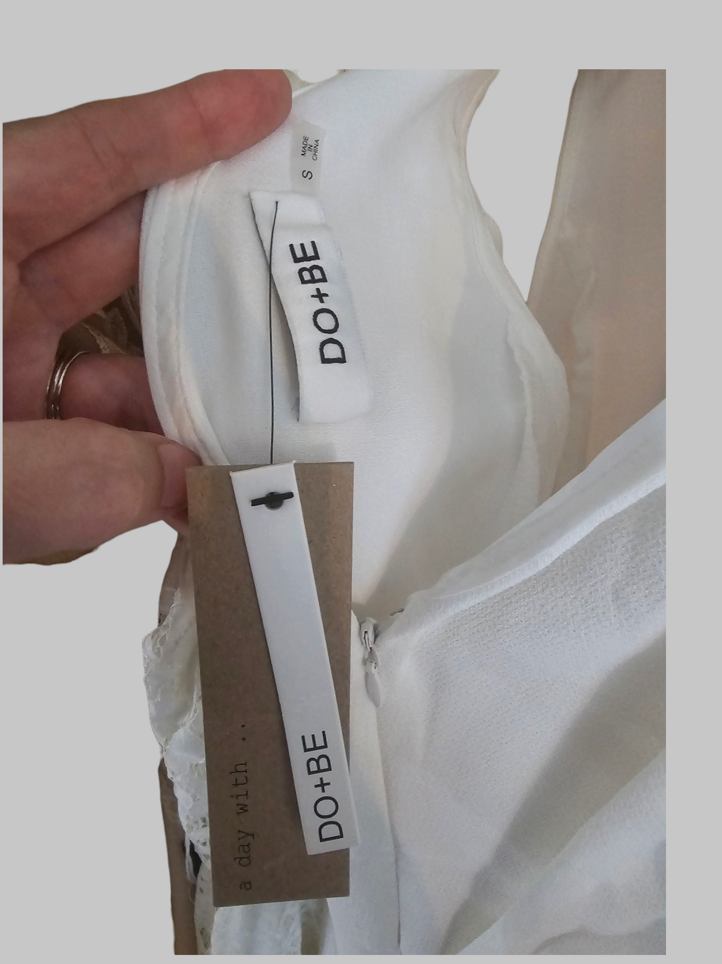 High Ruffle Neck Mid-Length Sheath Ivory Dress / Party Dress / Courthouse Wedding - NWT DO+BE