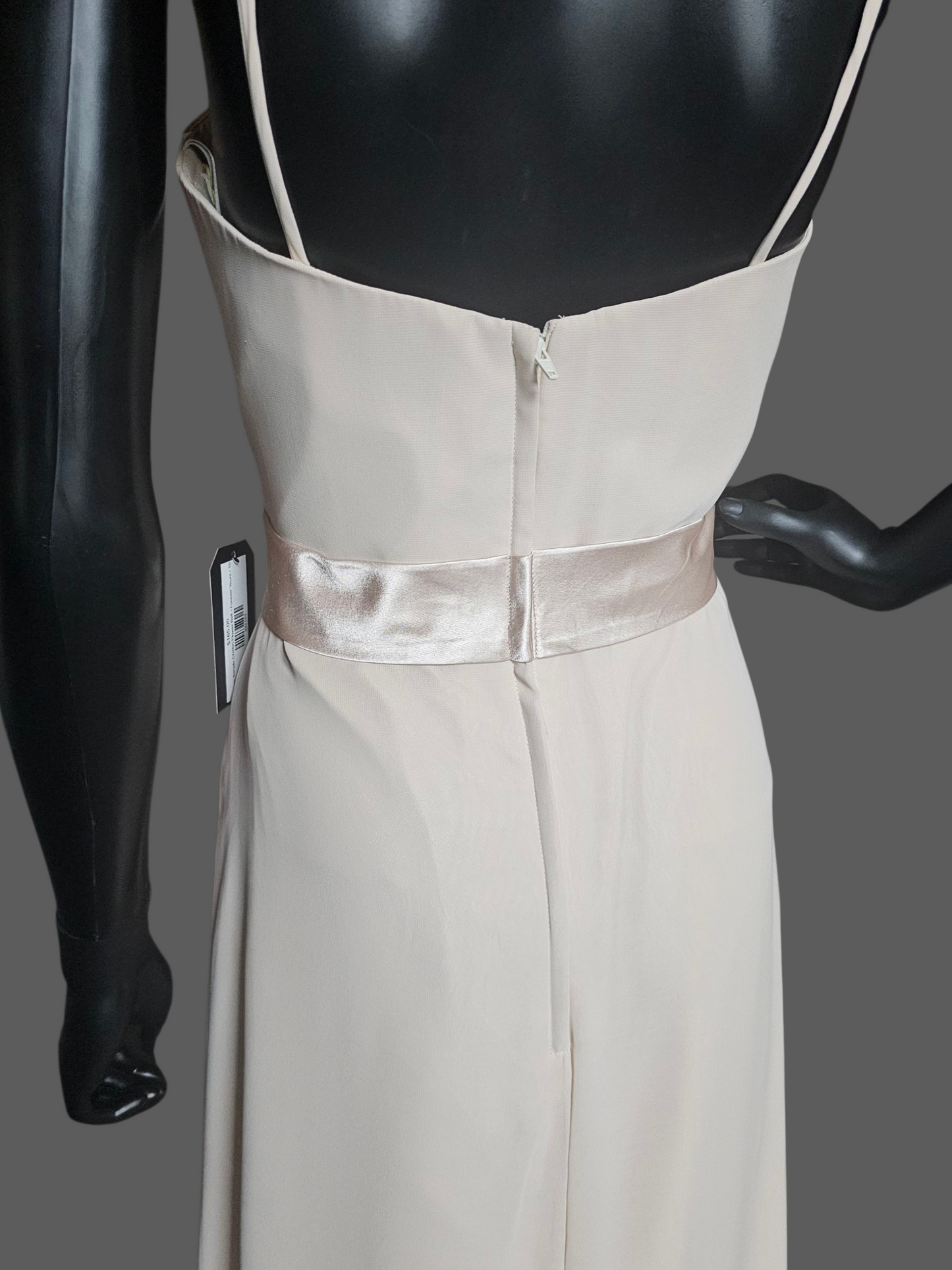 Cream Simple Chiffon Flower Belt Maxi Dress - Forever Yours