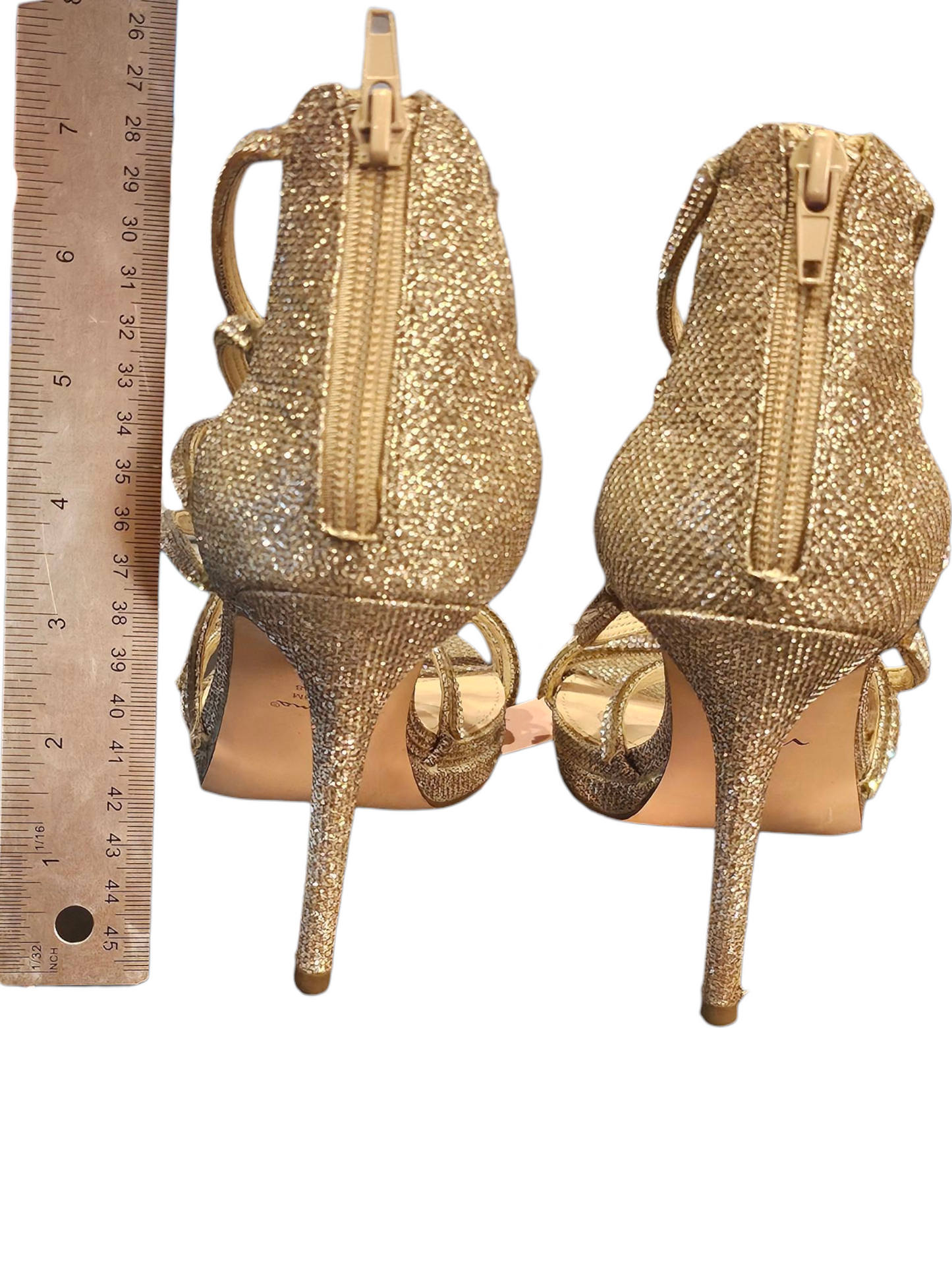 Nude/Gold Sparkle Stiletto Sandal - Nina