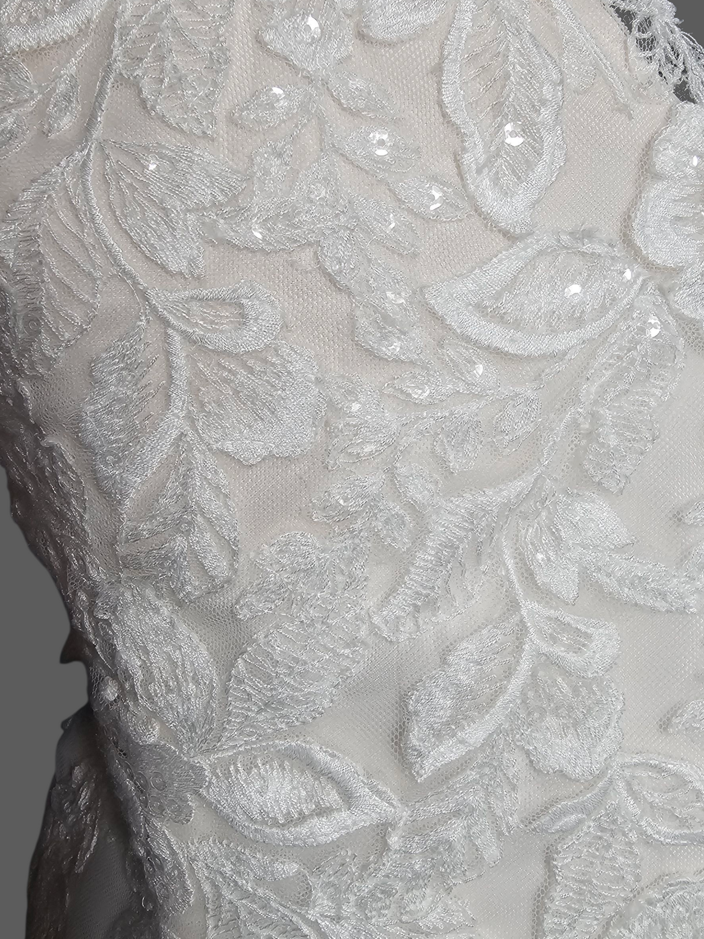 Blush/Ivory Floral Lace Long Sleeve Wedding Gown NWOT - Mori Lee