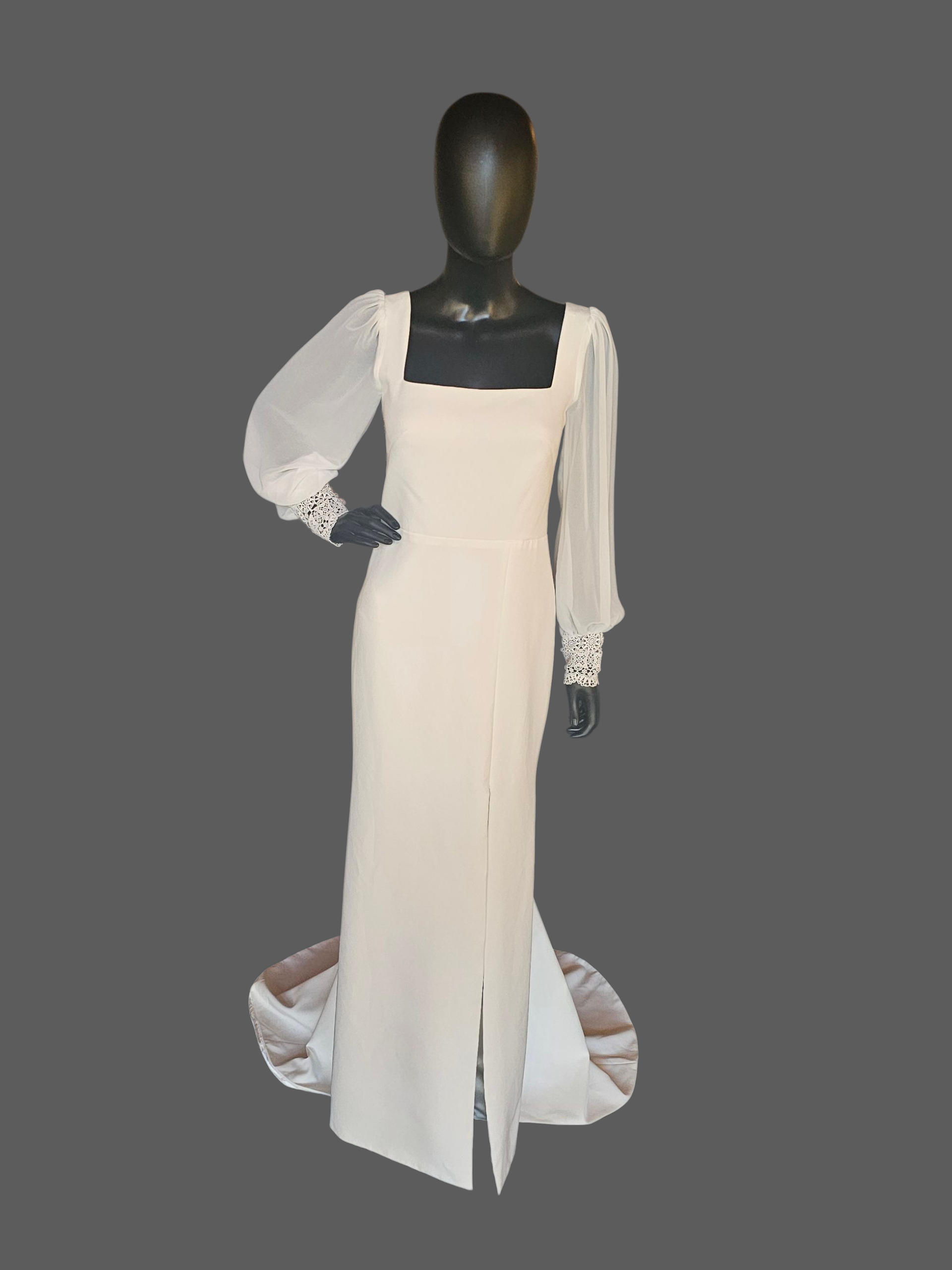 fitted peasant dress Peasant Chiffon Mini Dress for Tall Women in Antique White XL / Tall / Antique White