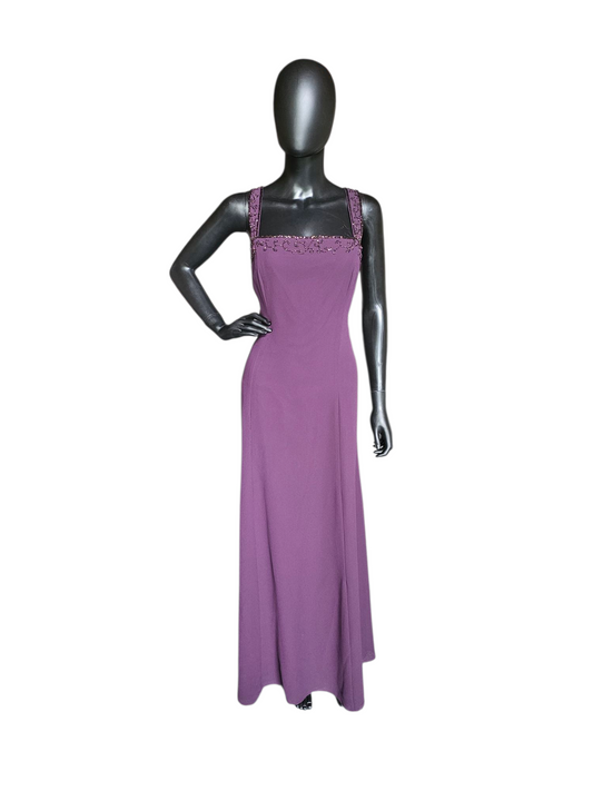 Aubergine Chiffon Beaded Maxi Formal Dress W/Jacket - Cameron Blake