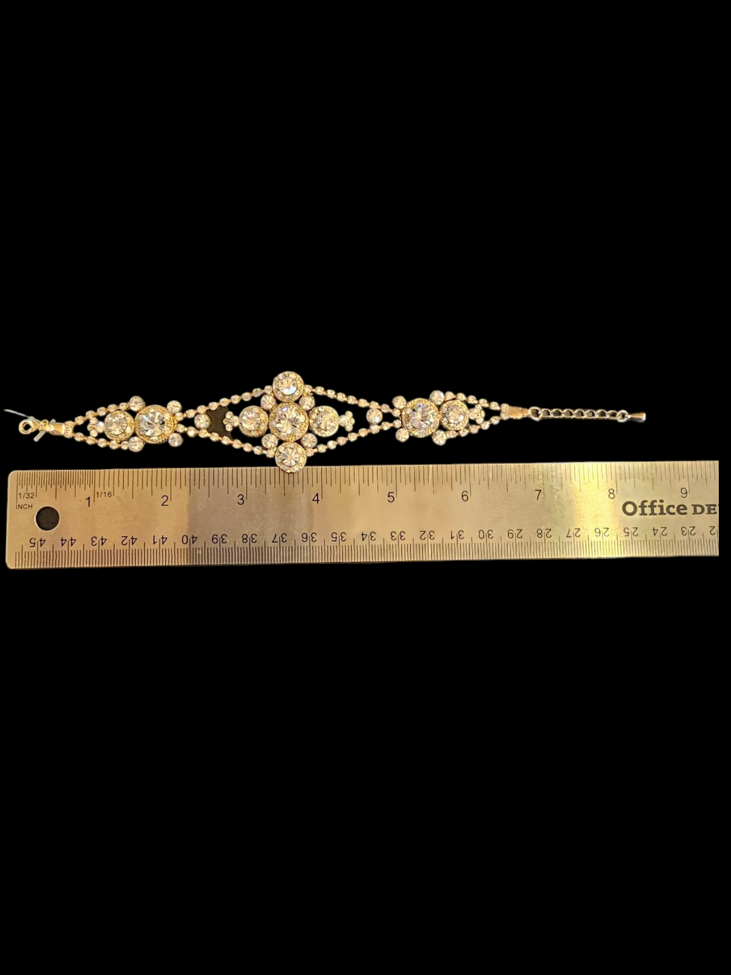 Gold/Large Crystal Art Deco Clasp Bracelet