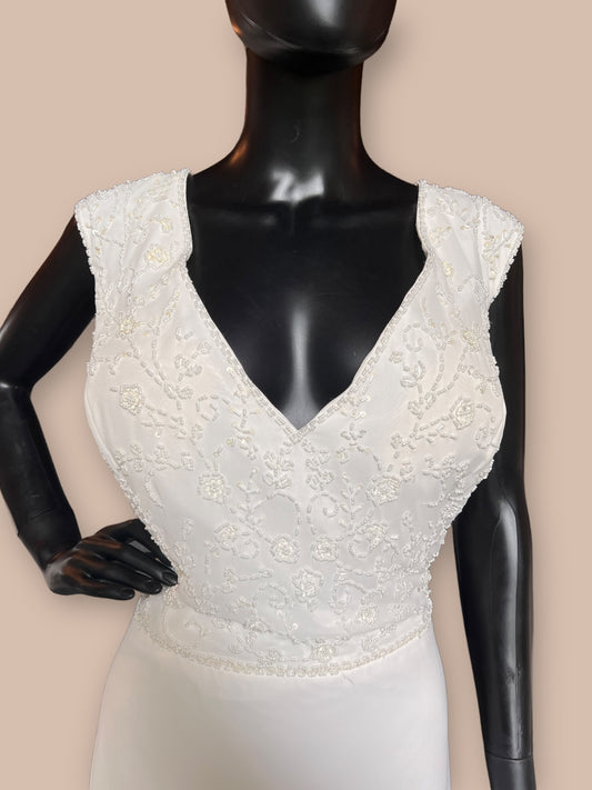 Adrianna Papell Chiffon Wedding Gown Beaded Empire