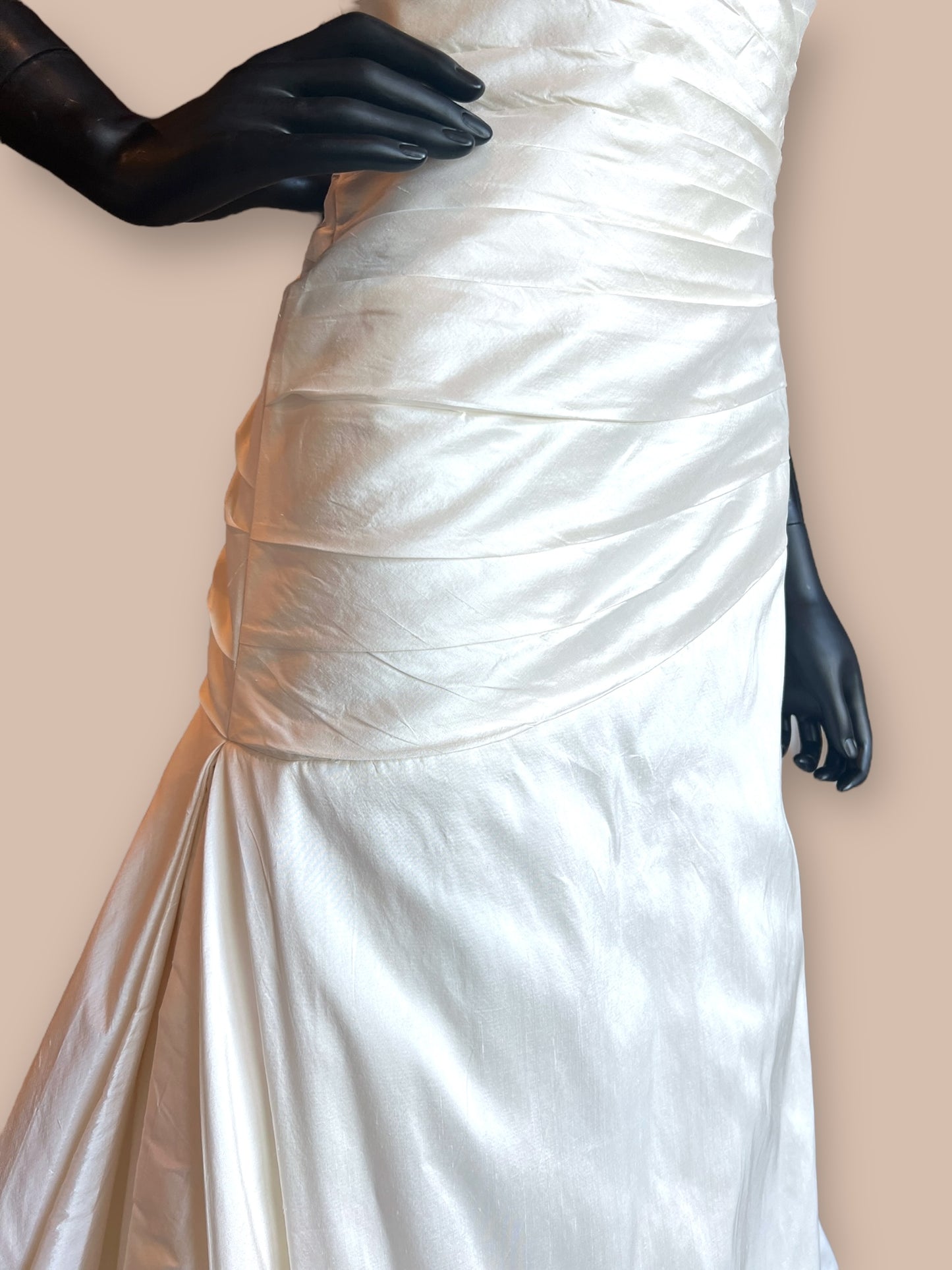 Ivory Raw Silk Strapless Sweetheart Neckline Wedding Gown