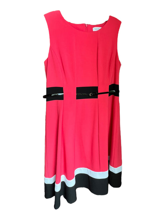 Pink/Black Color Block Belted Shift Dress