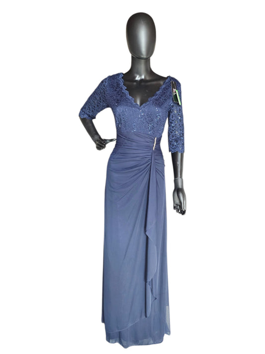 Navy Side Ruched Lace 3/4 Sleeve - B&A