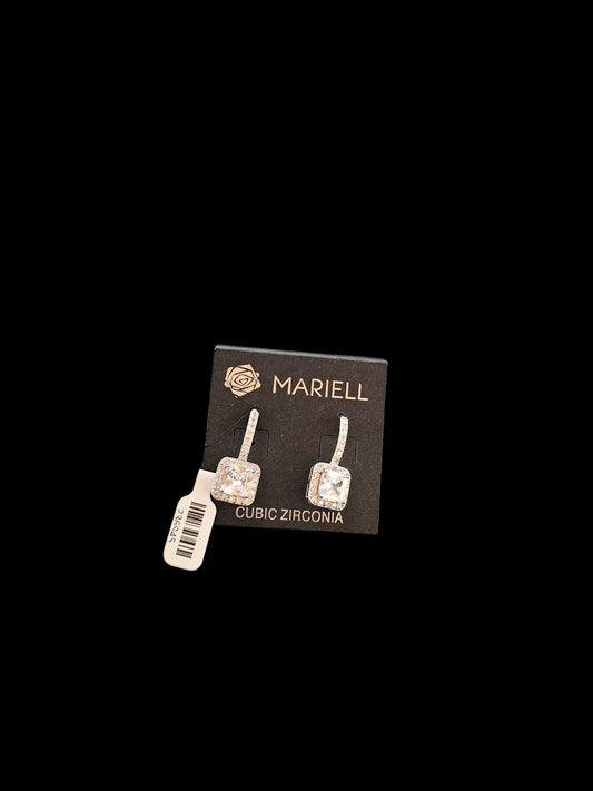 Silver Rhinestone Square Hook Earring
