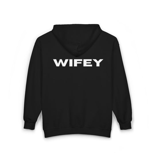 Wifey Bridal Black/White Cozy Zip-Up Hoodie for Brides, Perfect Gift for wedding gift ideas, Bachelorette party, honeymoon,Streetwear Style