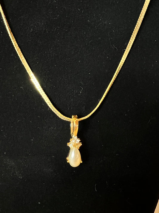Gold Pearl Drop Necklace