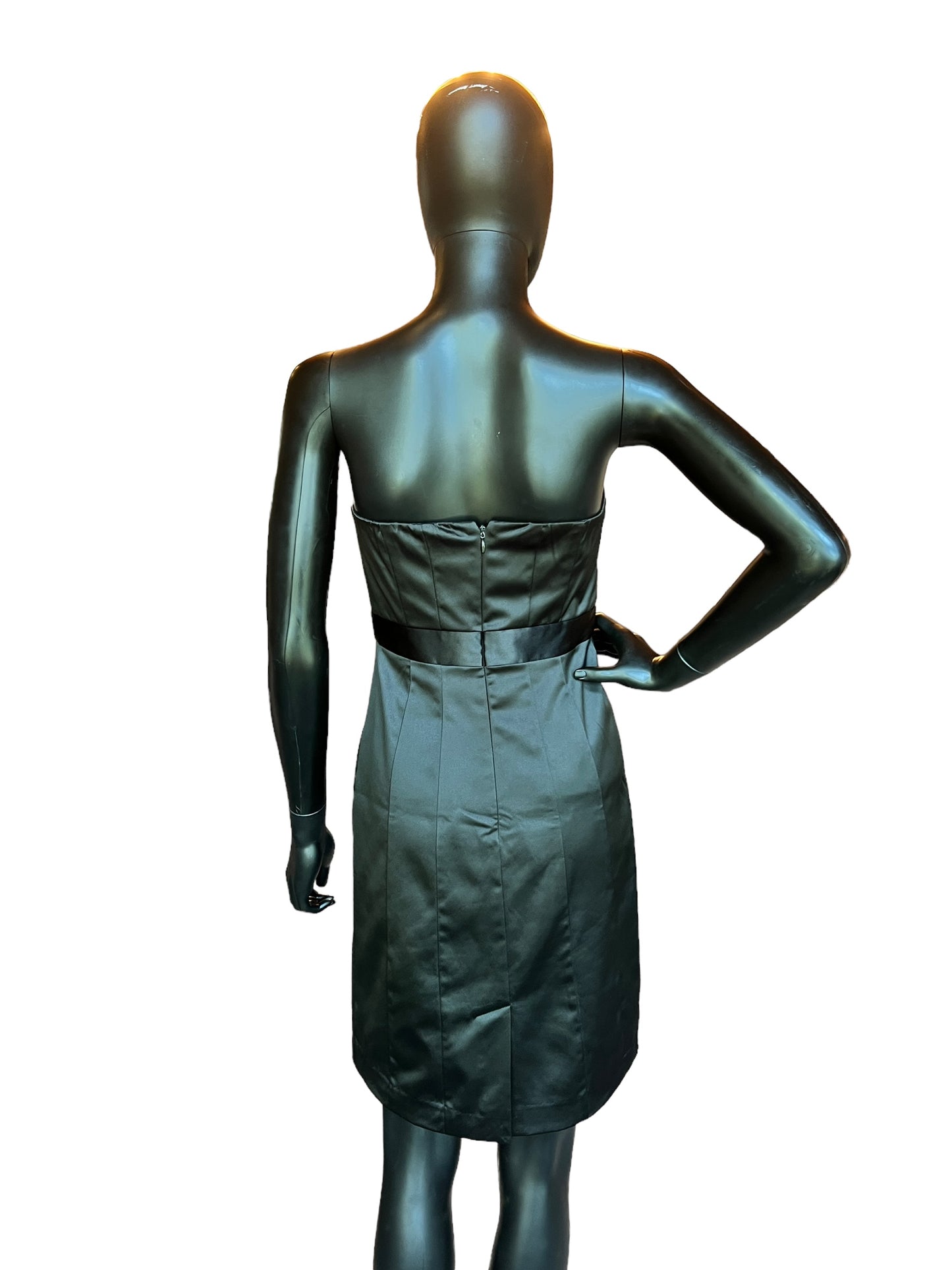 Black Satin Strapless Short Dress