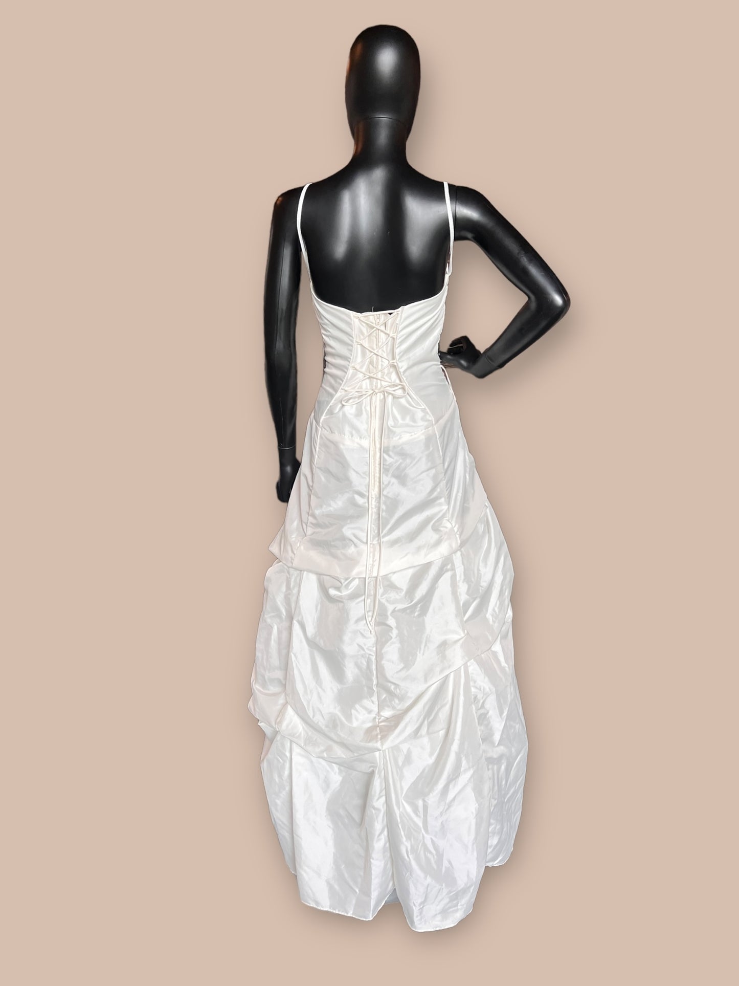 Ivory Taffeta Tuck Wedding Gown
