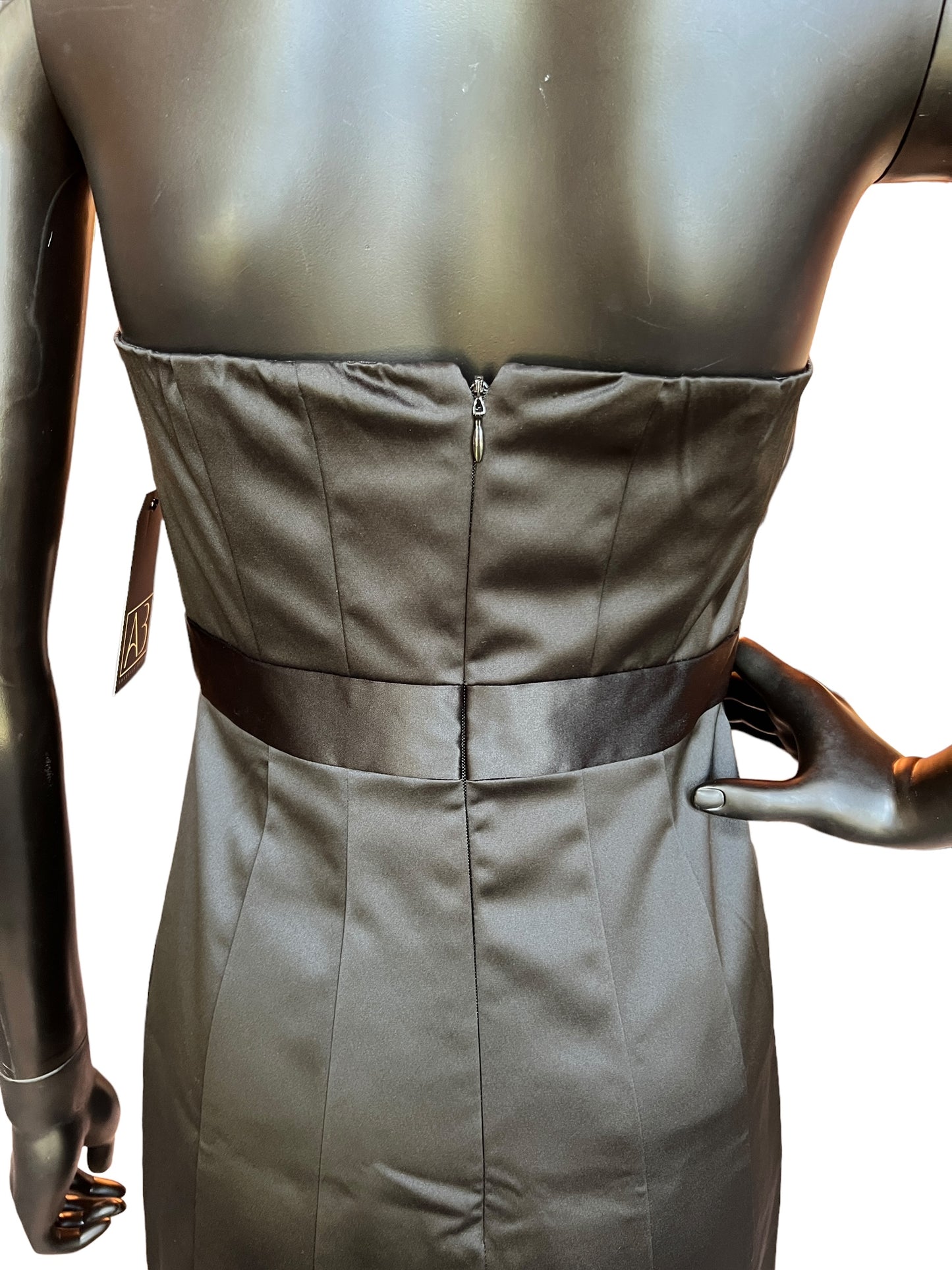 Black Satin Strapless Short Dress