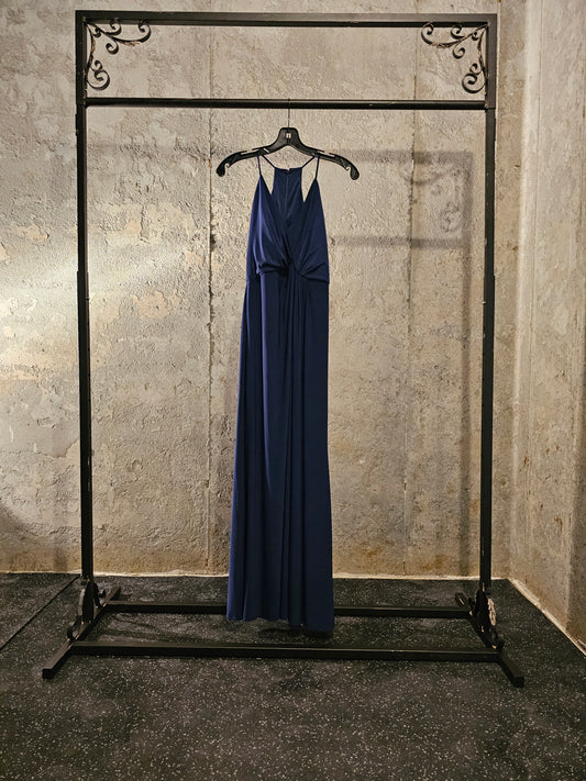 Navy Halter Floor Length Formal Gown