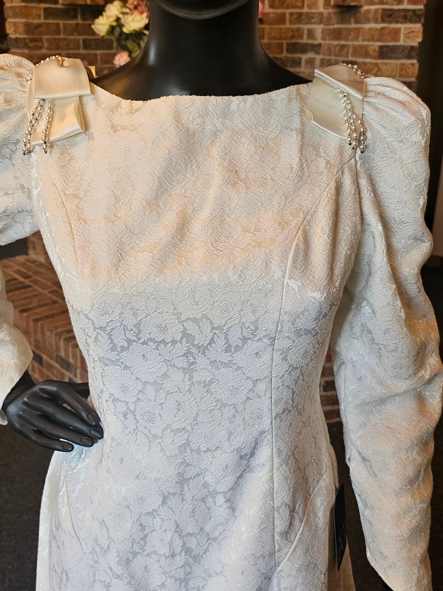 Vintage Jacquard Low V-Back Wedding Gown