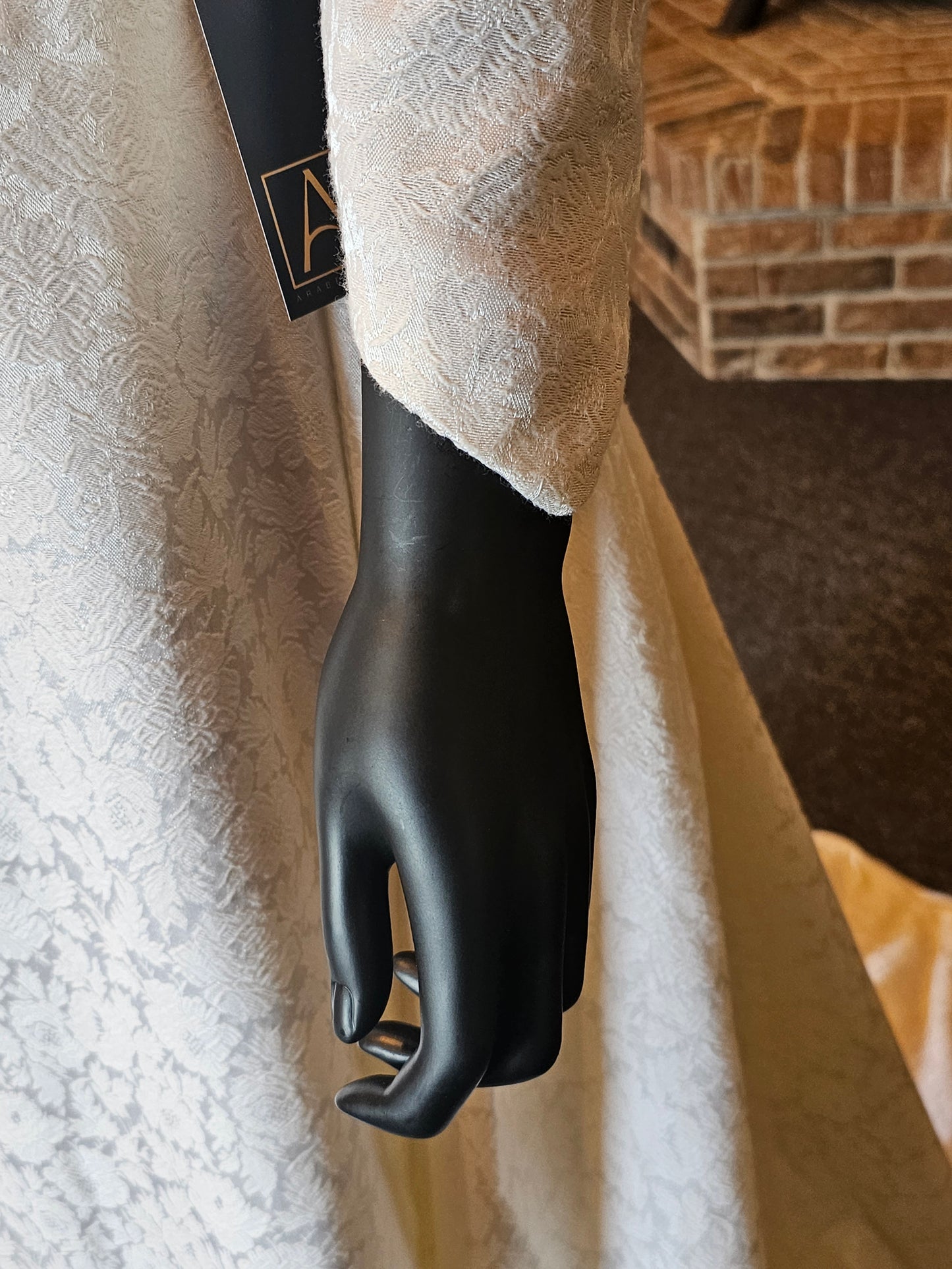 Vintage Jacquard Low V-Back Wedding Gown