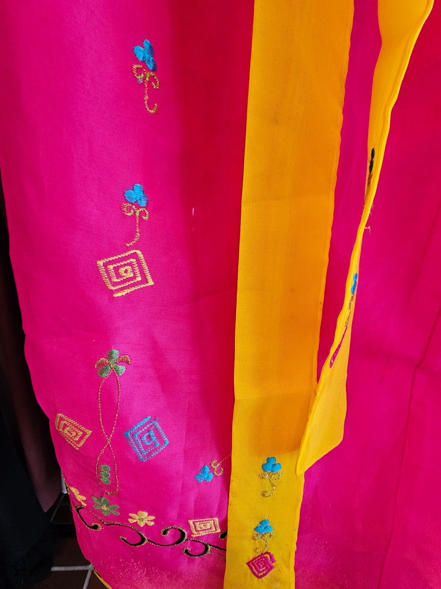 Pink and Yellow Hanfu Dress Embroidered