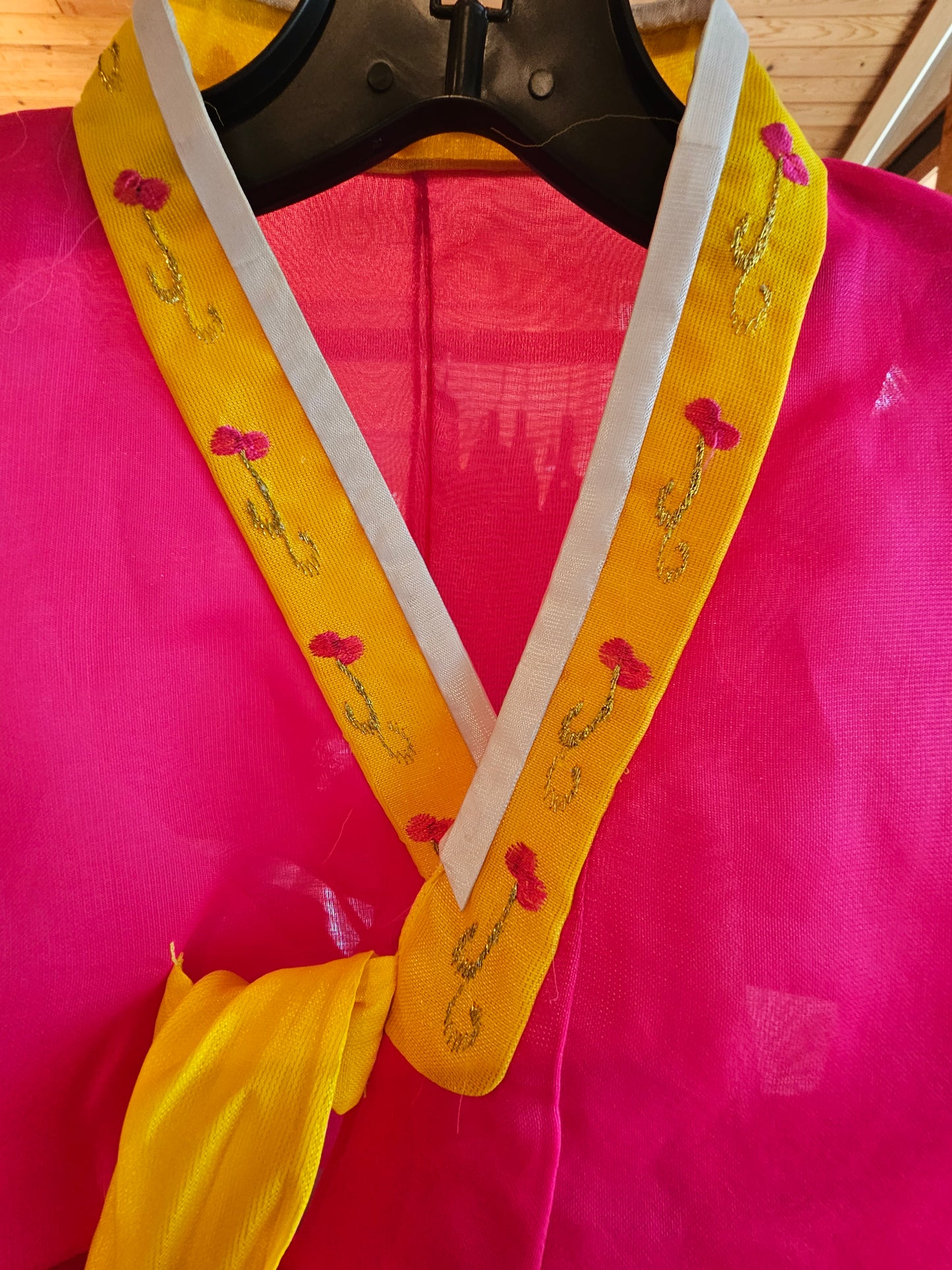Pink and Yellow Hanfu Dress Embroidered