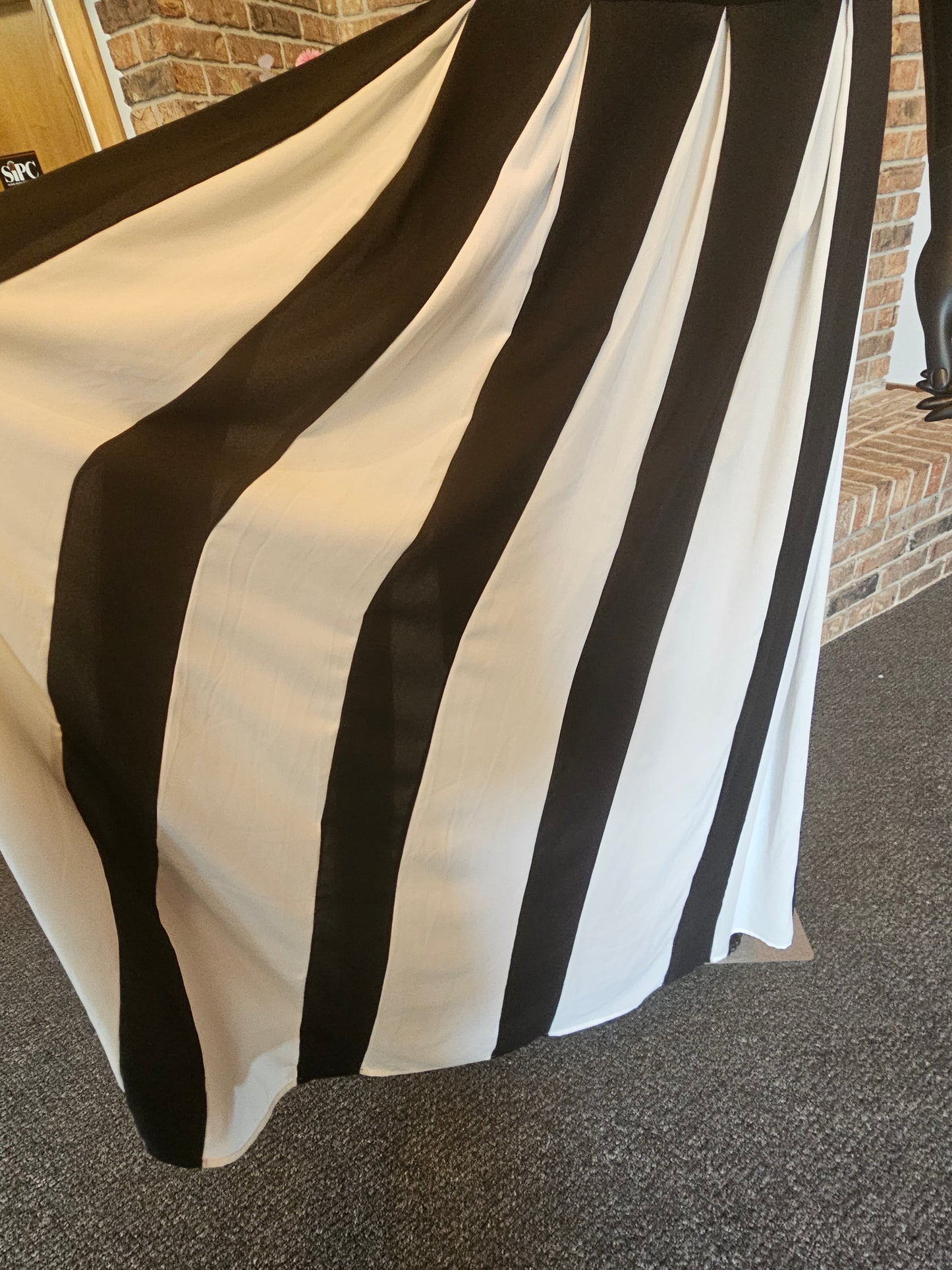 Black/White Stripe Chiffon Skirt Full Length Dress