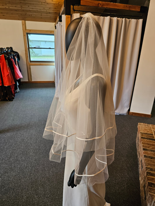 Double Layer Ribbon Edged Veil