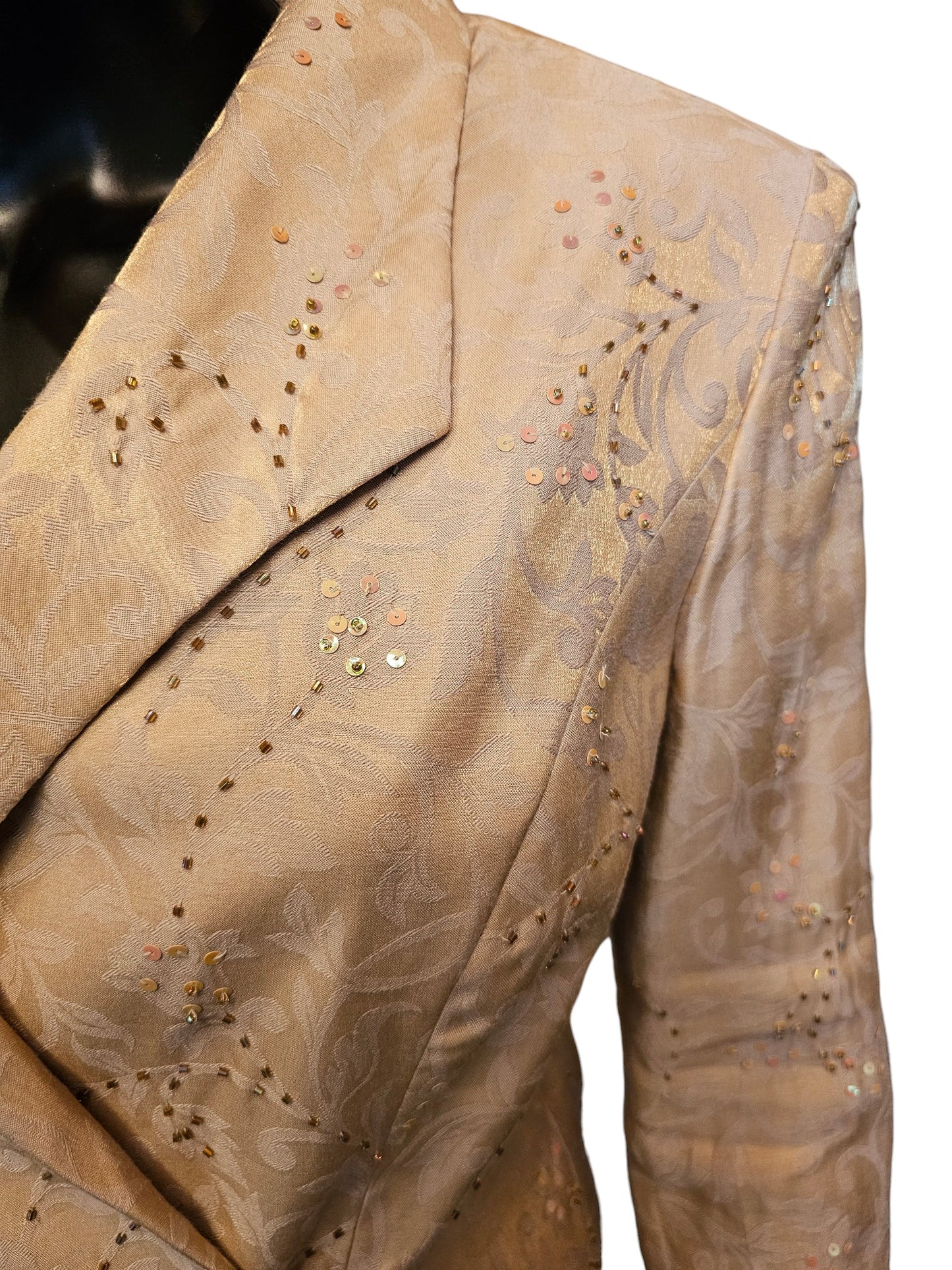 Gold Sequin Tea Length Formal Dress W/Jacket - Alex Evenings