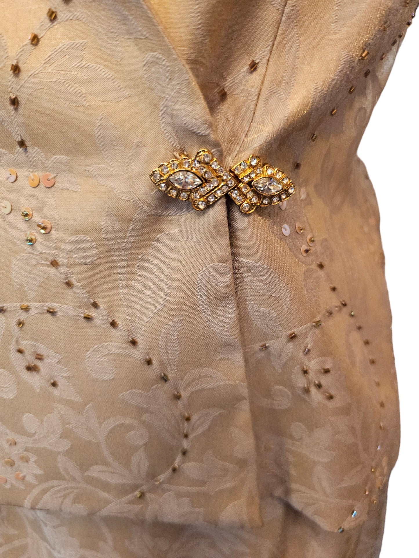 Gold Sequin Tea Length Formal Dress W/Jacket - Alex Evenings