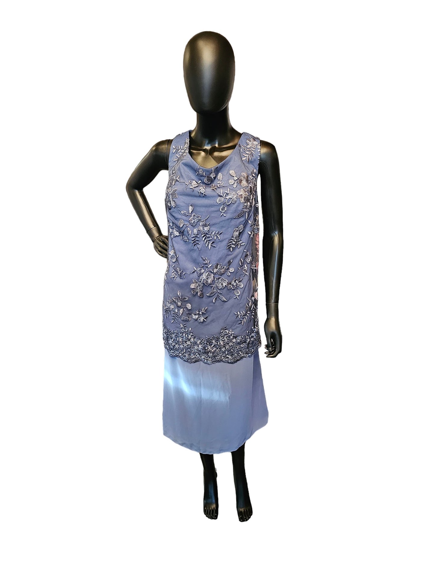 Sky Blue Lace Overlay Short Dress