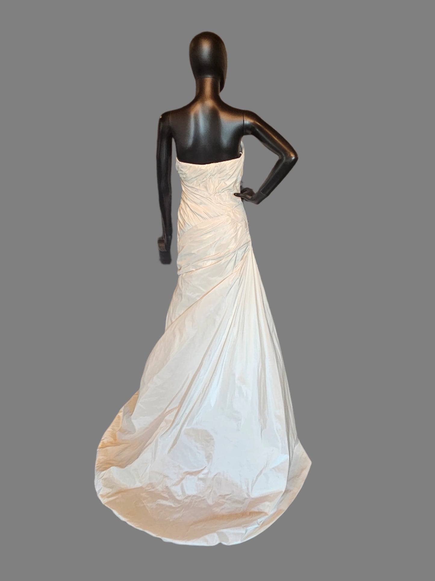 Taffeta Jasmine Asymmetrical Fit and Flare Wedding Gown