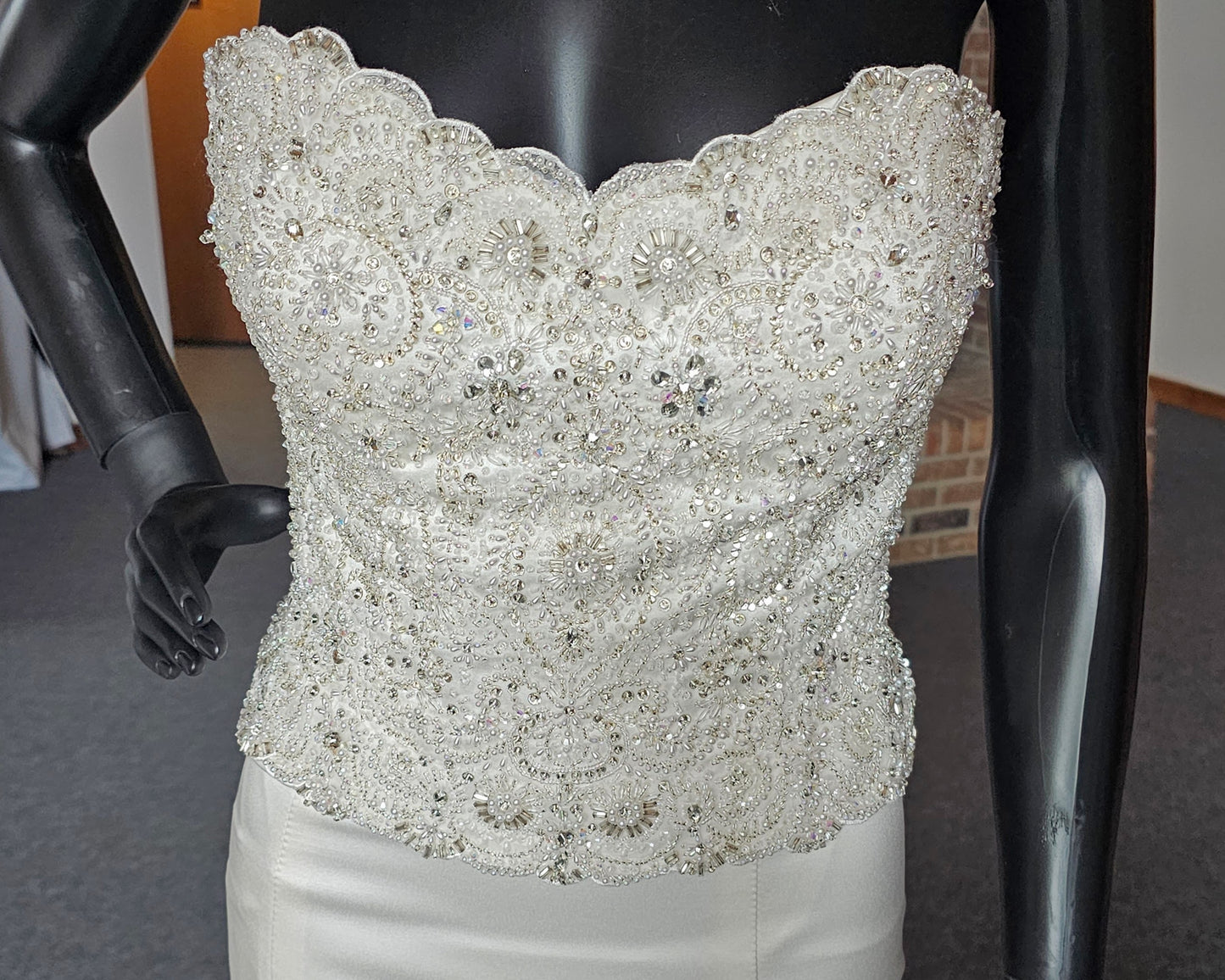 Beaded Bodice 2-Piece Ivory Wedding Gown
