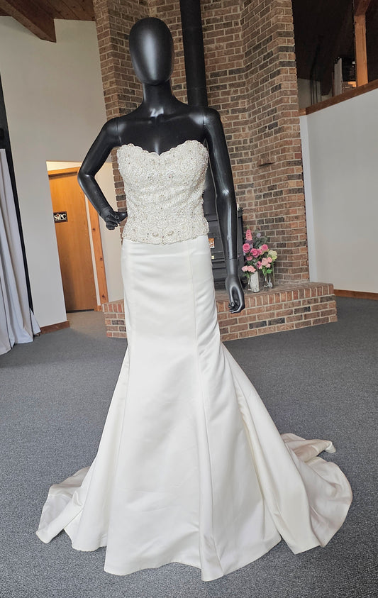 Beaded Bodice 2-Piece Ivory Wedding Gown