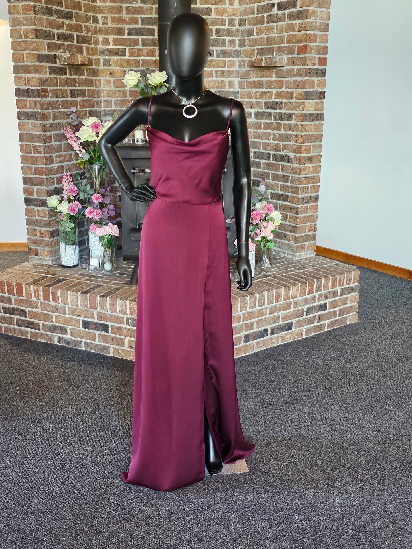 Sangria Crepe Spaghetti Strap Formal Dress - Hayley Paige