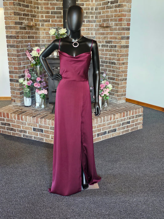 Sangria Crepe Spaghetti Strap Formal Dress - Hayley Paige