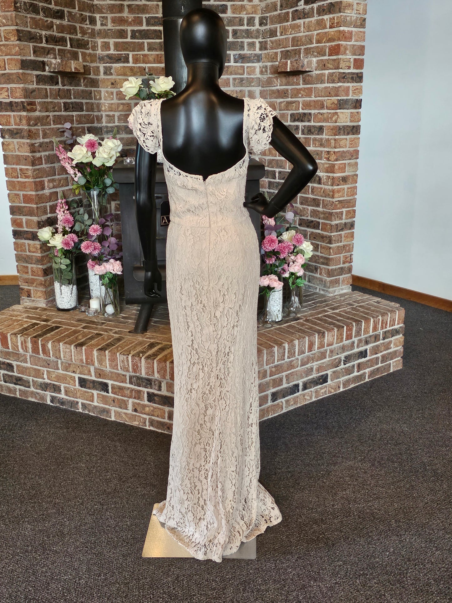 Cashmere Lace Flutter Sleeve Full Length Formal Gown - Hayley Paige
