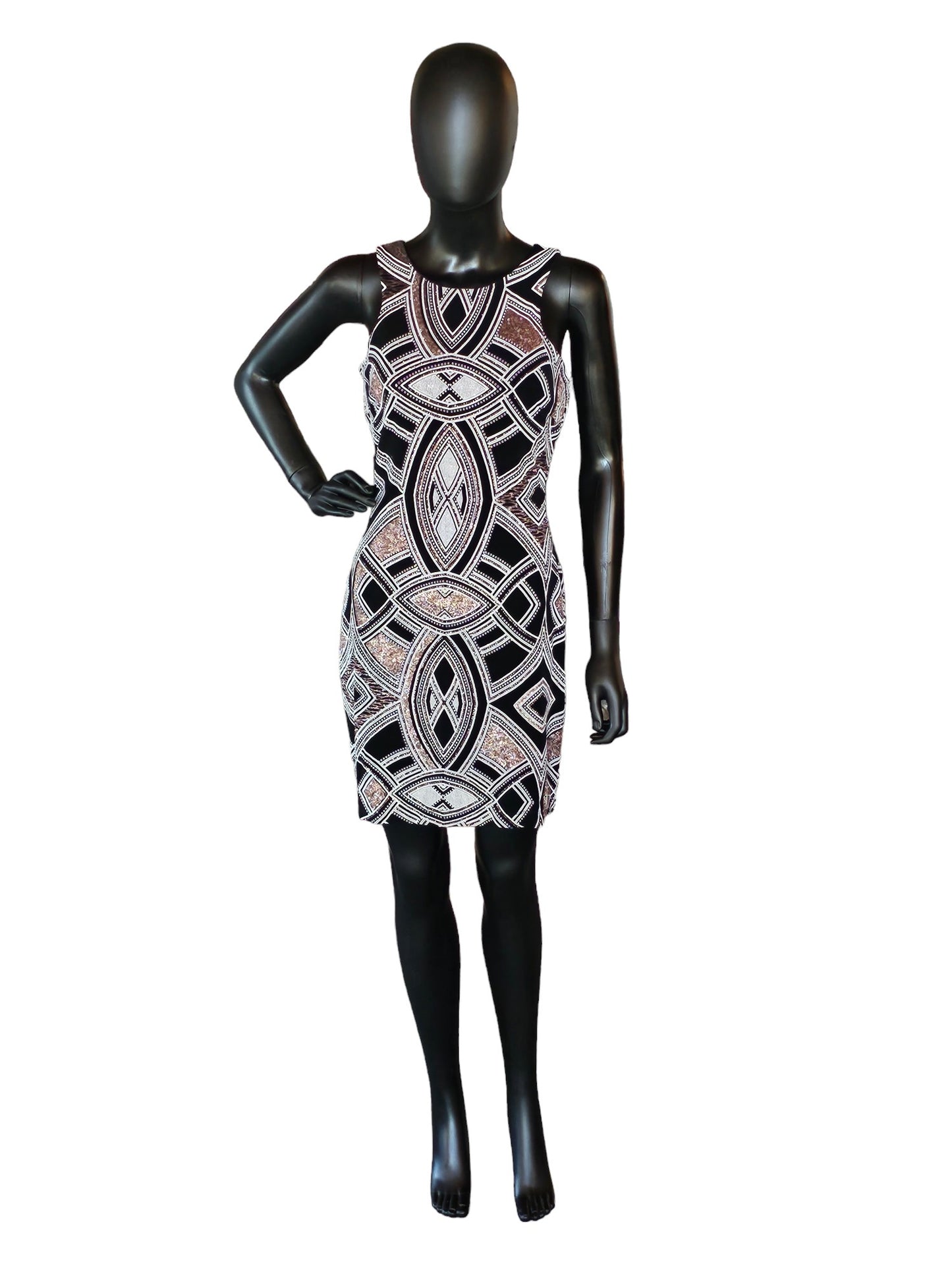 Black/White Shimmer Abstract Cocktail Dress / Party Dress