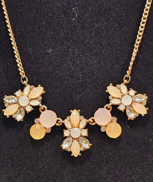 Gold/Peach Crystal Collar Necklace