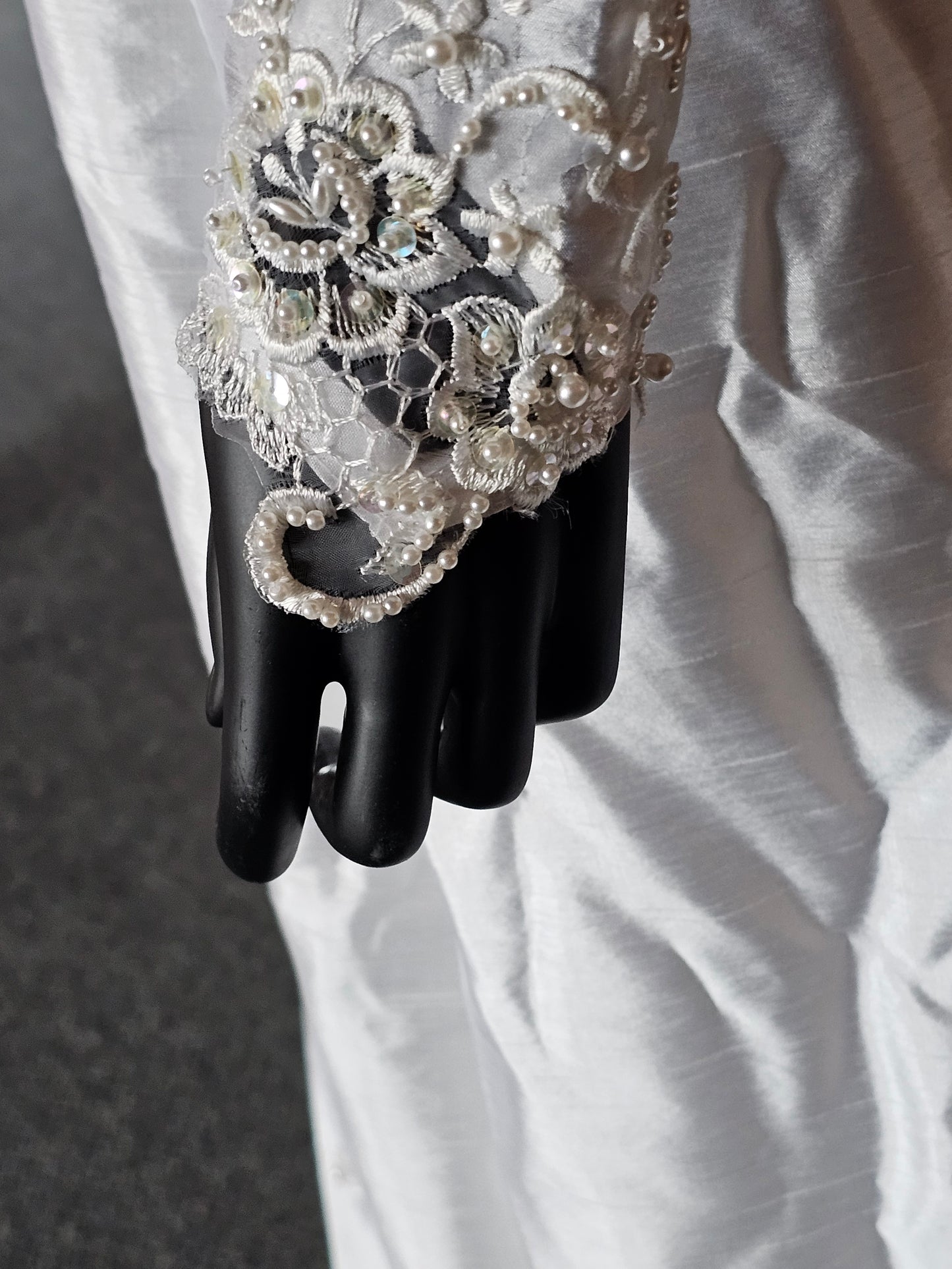 Vintage 90's Beaded V-Neck Wedding Gown