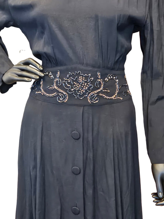 Long Sleeve Beaded Accent Prairie Dress