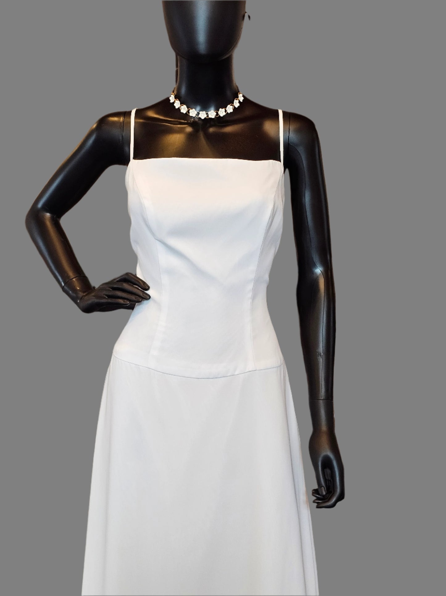 Simple White Chiffon Spaghetti Strap Wedding Gown